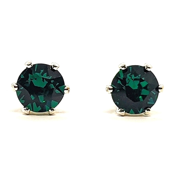 Crystals By Swarovski® Multi-Color Opaque Crystal Stud Earrings ~ Silver Overlay - Picture 10 of 10
